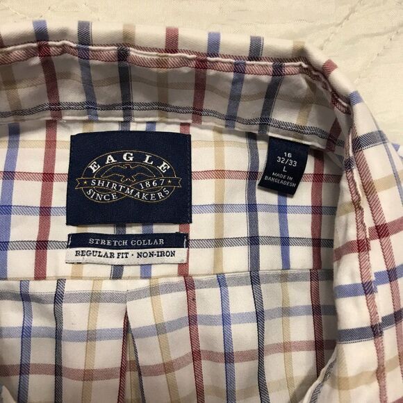 Eagle stretch collar multi color button up long sleeve shirt Large - Picture 3 of 3